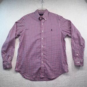 Ralph Lauren Men's L Non‎ Iron Check Button Down Shirt Red Navy